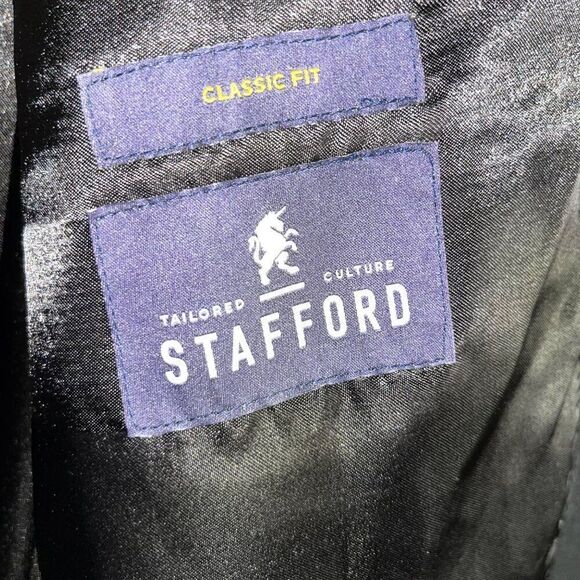 Stafford Men’s Top Coat Black Wool Blend Signature Classic Fit Size 52 - Picture 4 of 16